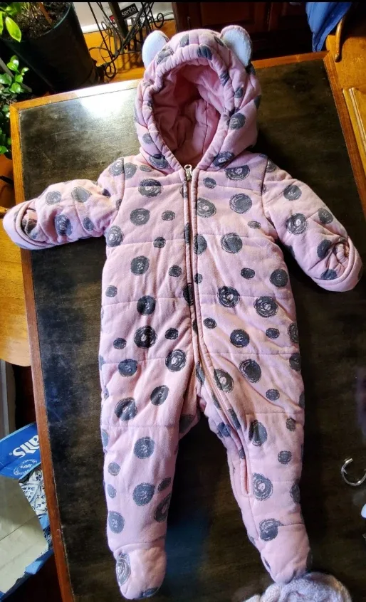 Pink Baby Snowsuit with Hood 9-12 months