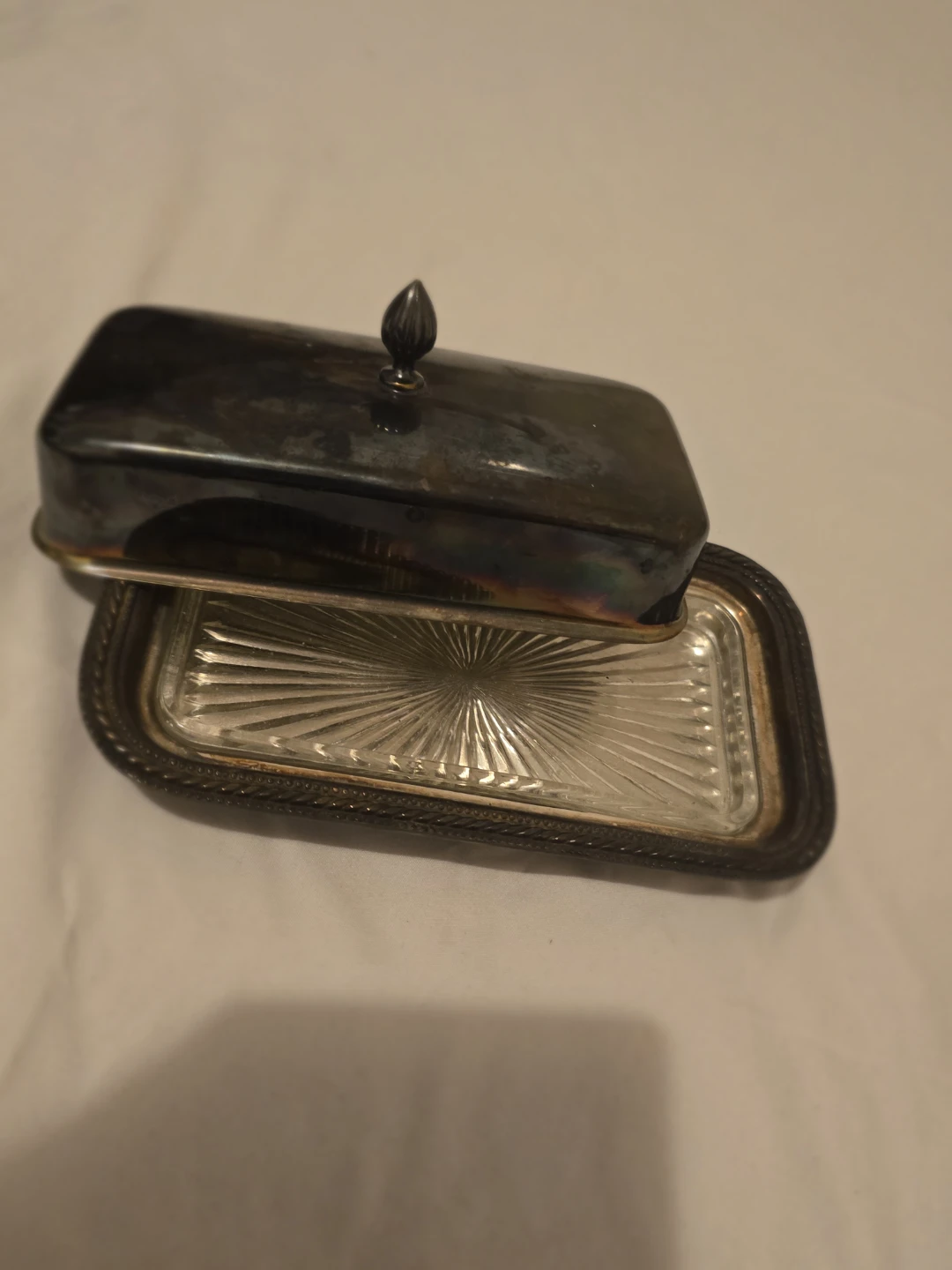 TRAVEL SALE! Silver Plated Butter Dish with Glass Insert