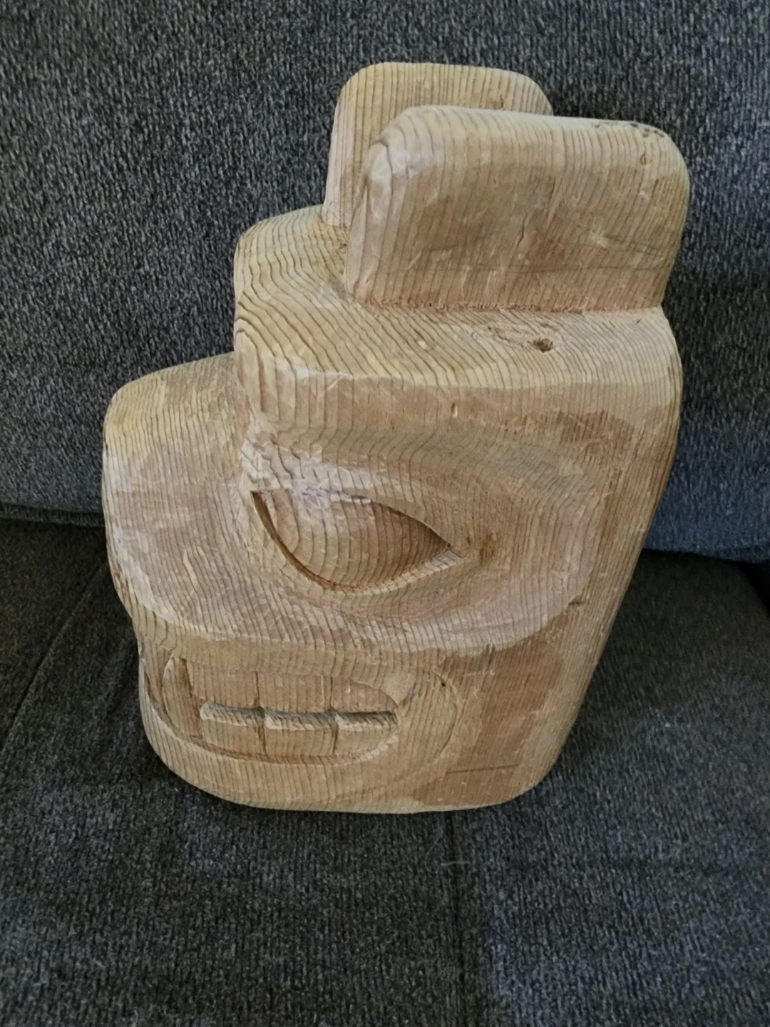 Wooden Carved Face Sculpture - photo 4