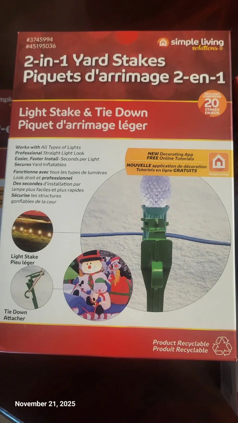 Simple Living 2-in-1 Yard Stakes - New