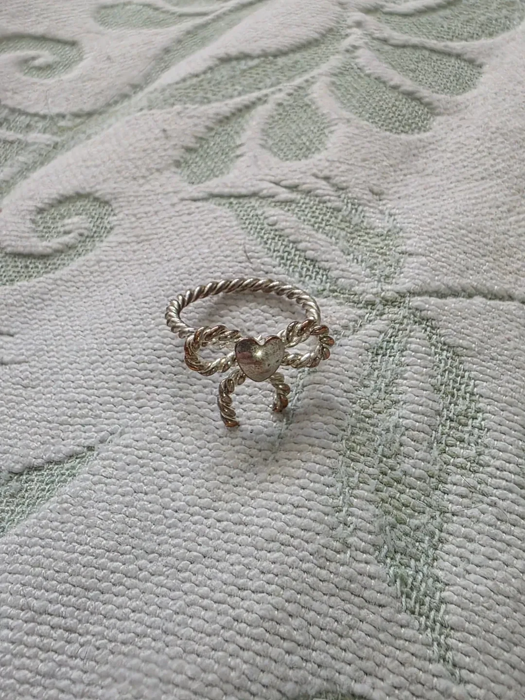 Heart & Bow Silver Ring