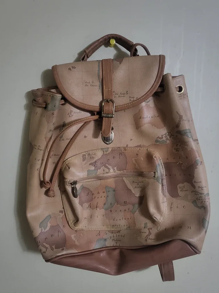 Alviero Martini Beige World Map Backpack