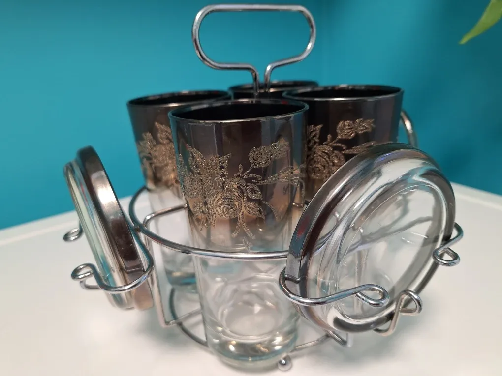 Vintage Silver Plated Glass Condiment Set image indicator(2)