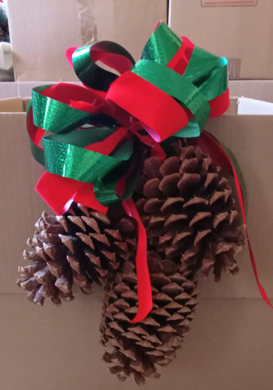 Pinecone Christmas Bow Decoration - 3 pcs