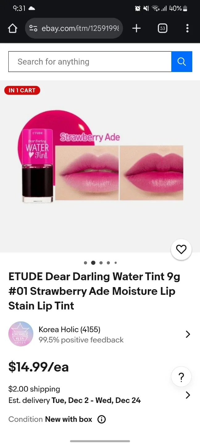 Korean Dear darling water tint (May 2027)