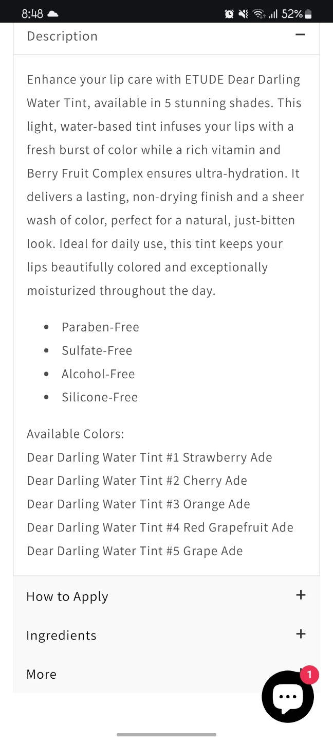 Korean Dear darling water tint (May 2027) - photo 2