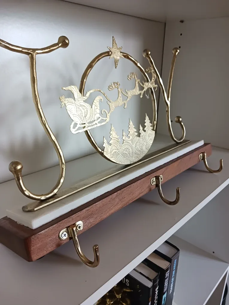 Weighted “JOY” Christmas Stocking Holder – Gold Metal image indicator(5)