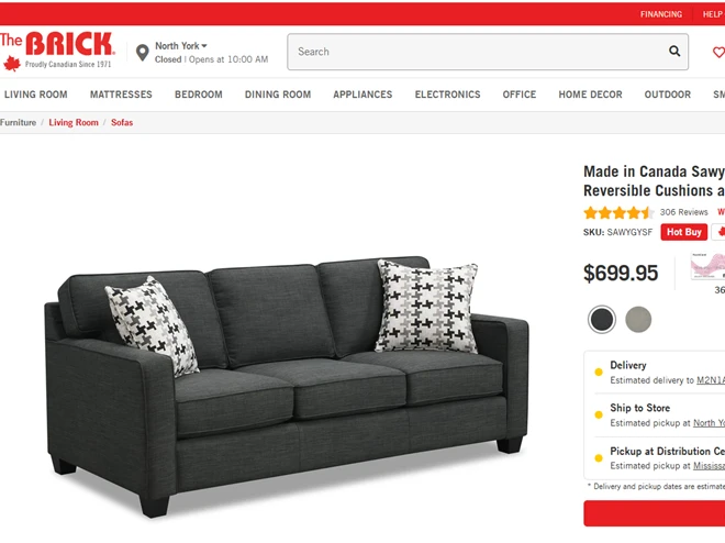 The Brick Sawyer Sofa - Charcoal