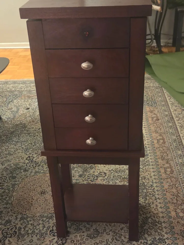 Jewelry Armoire with Mirror - Dark Wood