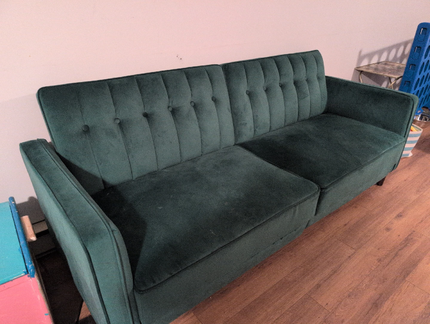 Green Velvet Convertible Sofa - photo 2