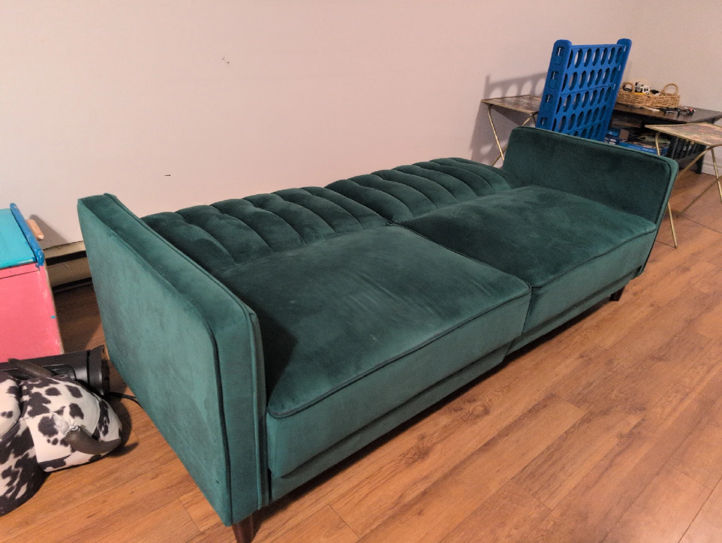 Green Velvet Convertible Sofa - photo 3