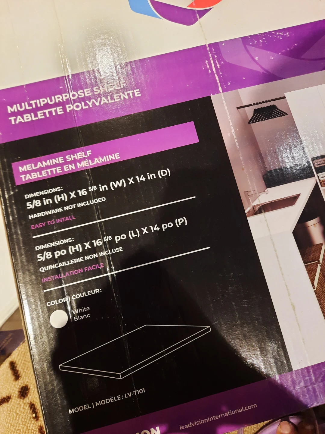 NIB Cubik 16.63 x 14-in White Melamine Shelf LV-7101 - photo 2