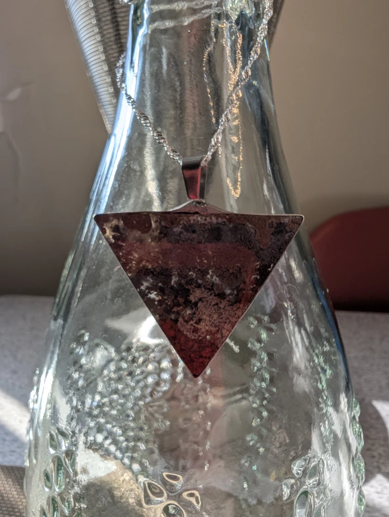 Triangle Moss Agate Pendant Necklace
