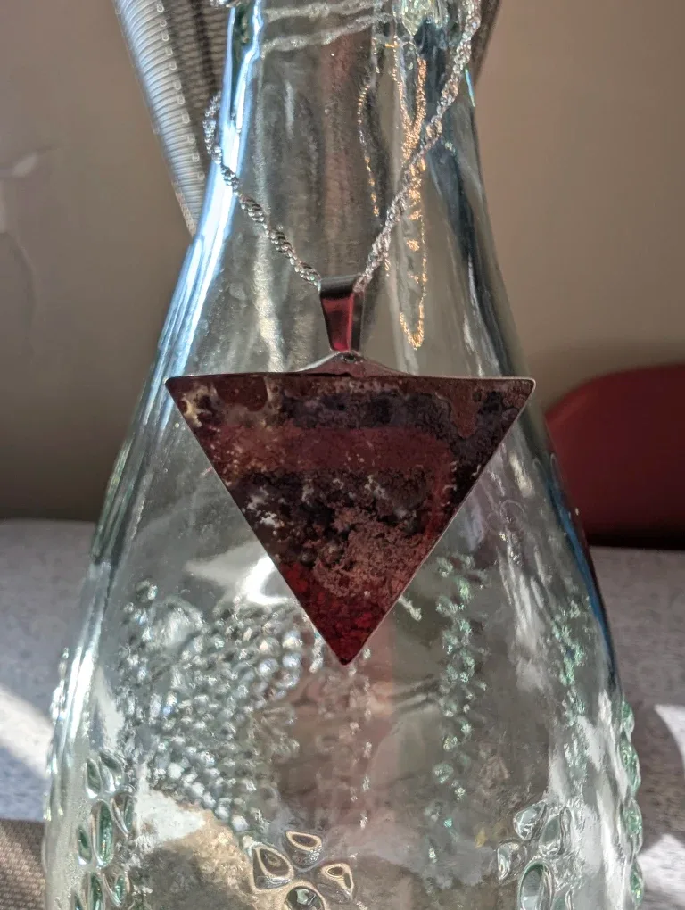 Triangle Moss Agate Pendant Necklace