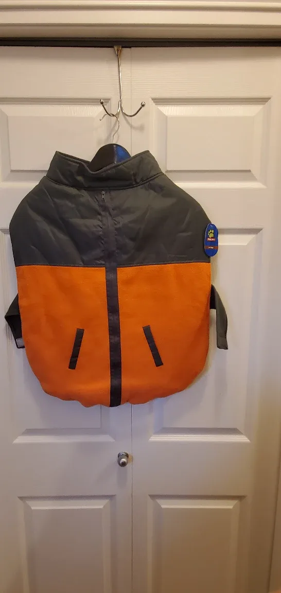 Dog Puffer Jacket - Orange & Grey