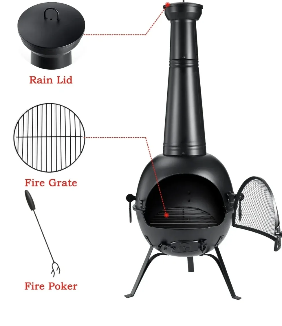 Black Chiminea Outdoor Fireplace image indicator(8)