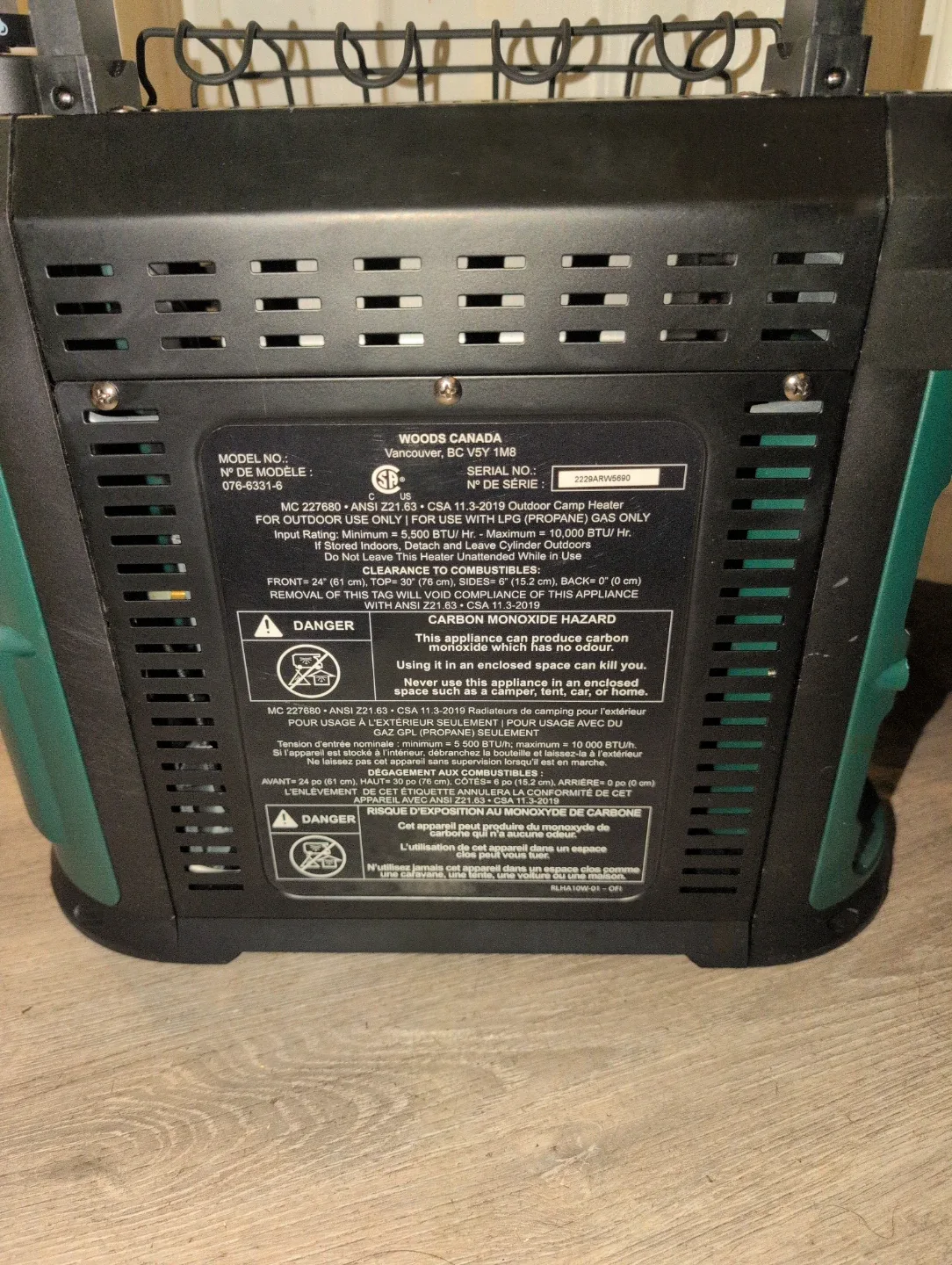 Woods Portable Propane Heater - Like New! image indicator(3)