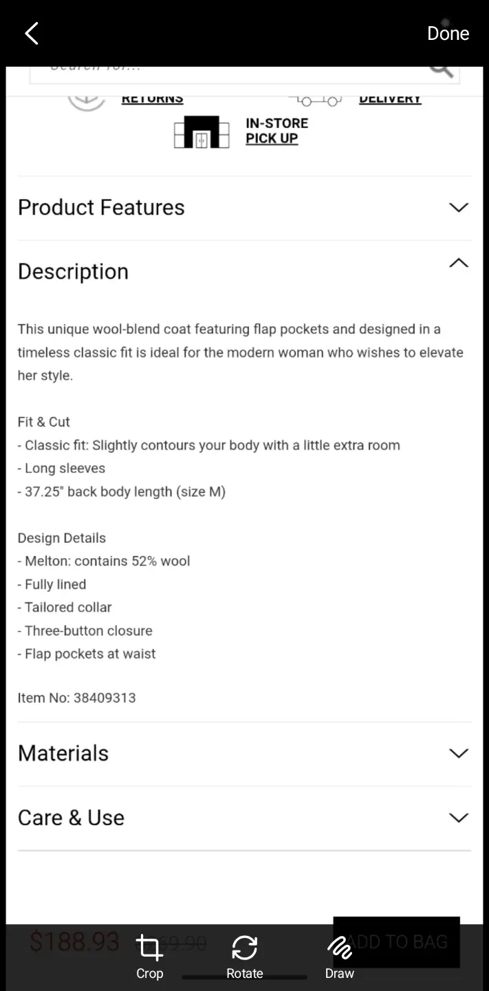 RW&CO. Wool Blend Three-Button Coat - Brand New w/tags image indicator(6)