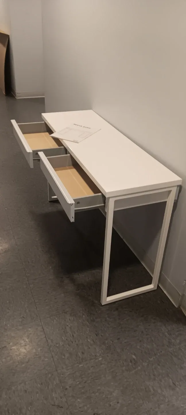IKEA BESTA Burs White Desk with Drawers image indicator(4)