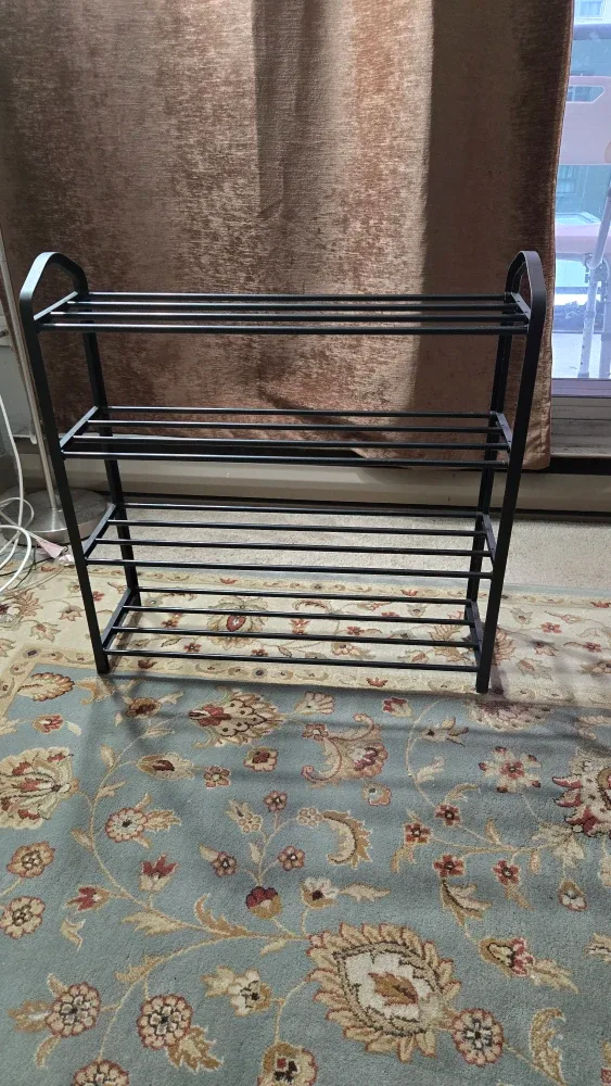 Black Metal 4-Tier Shoe Rack