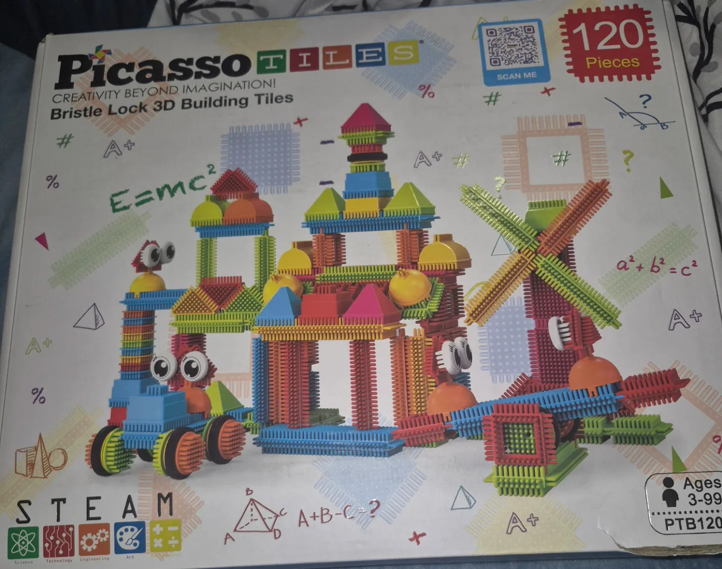 PicassoTiles Bristle Lock 3D Building Tiles, 120 Pieces