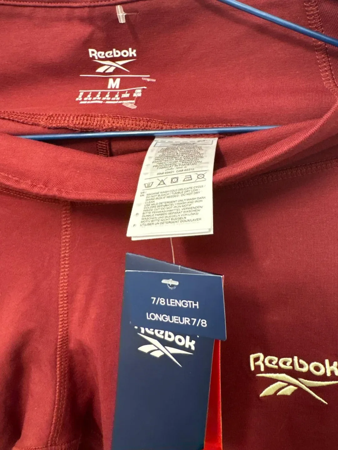 Reebok Maroon 7/8 Leggings - Size M image indicator(2)