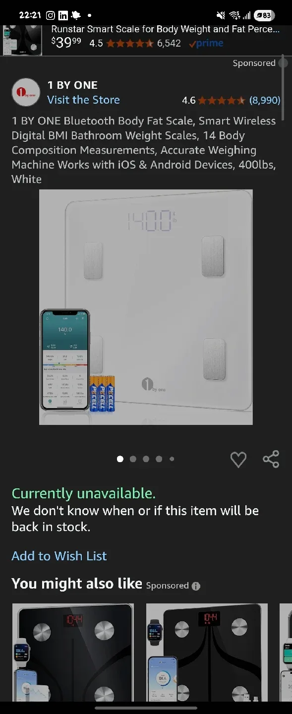 1 BY ONE Bluetooth Body Fat Scale image indicator(2)