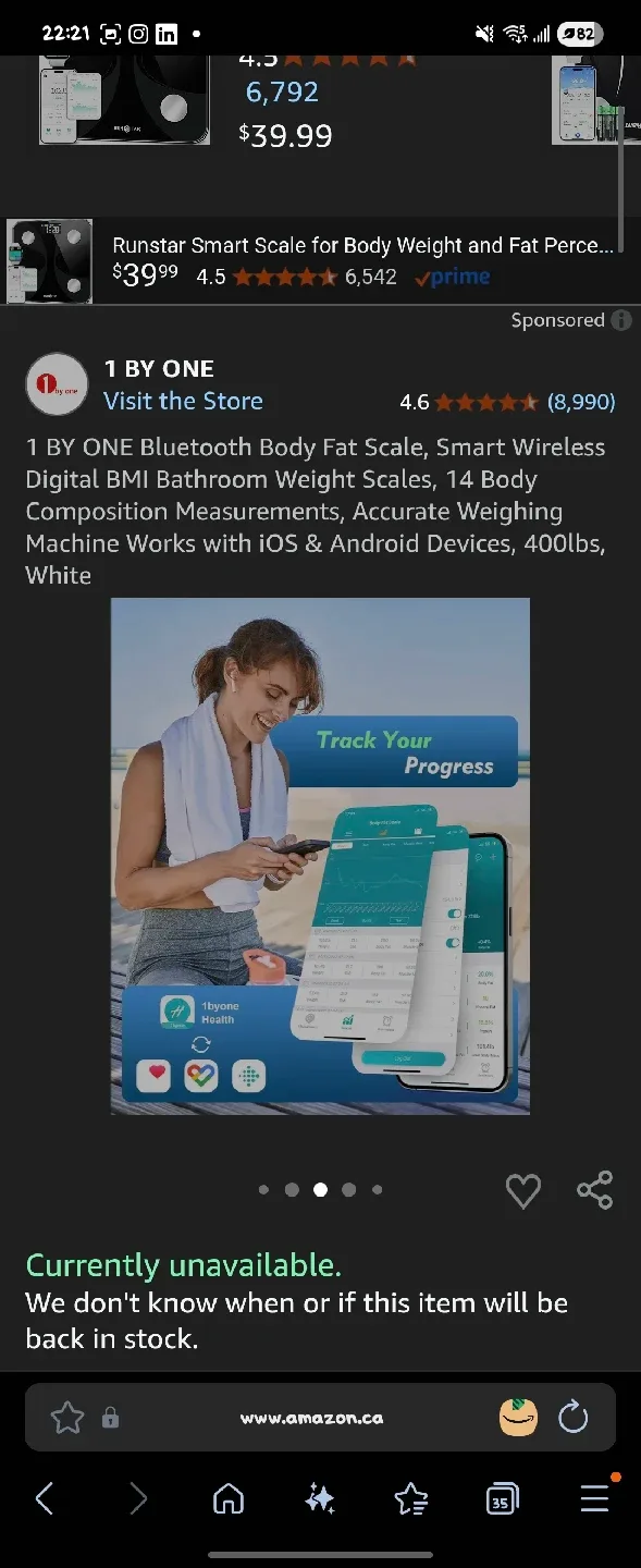 1 BY ONE Bluetooth Body Fat Scale image indicator(3)