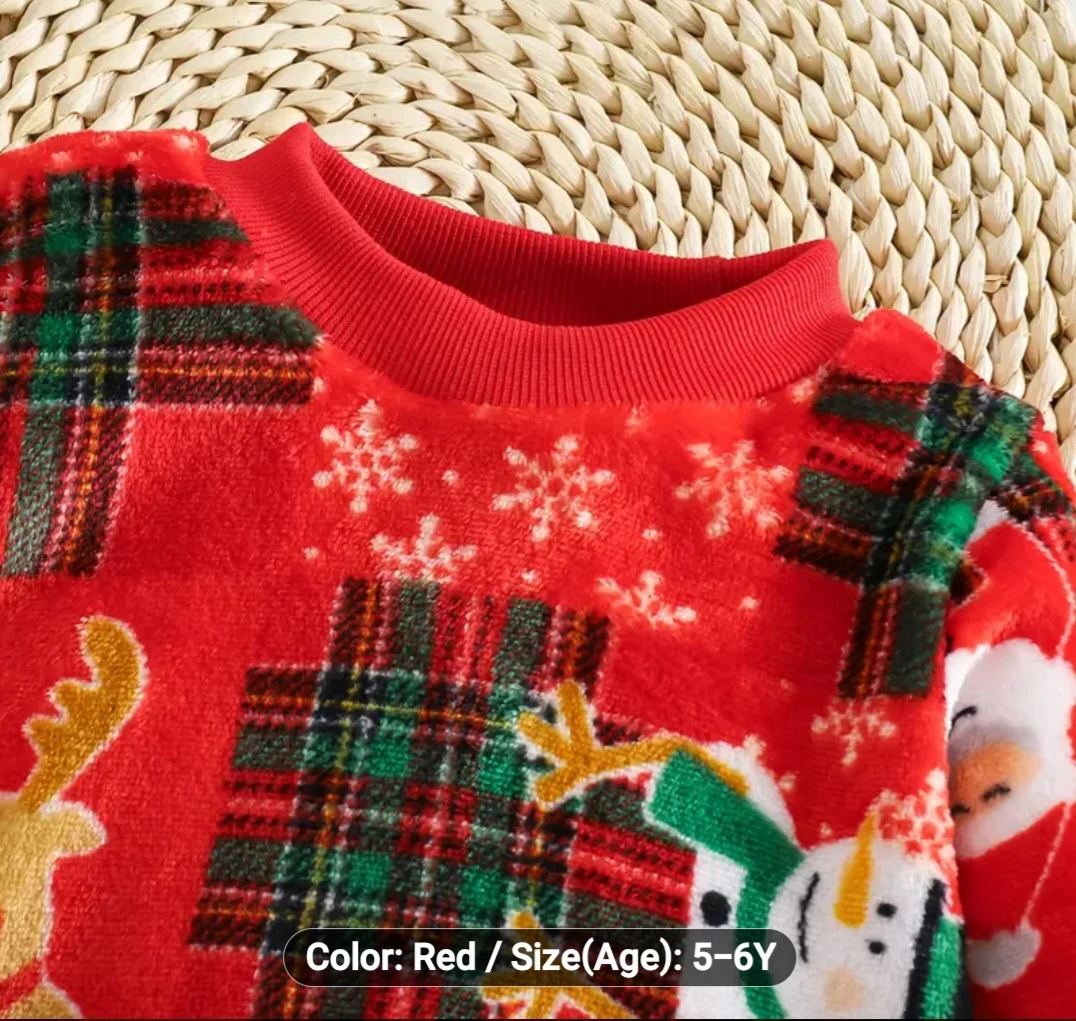 Christmas Pajama Set, Red, Size 5-6Y - photo 2