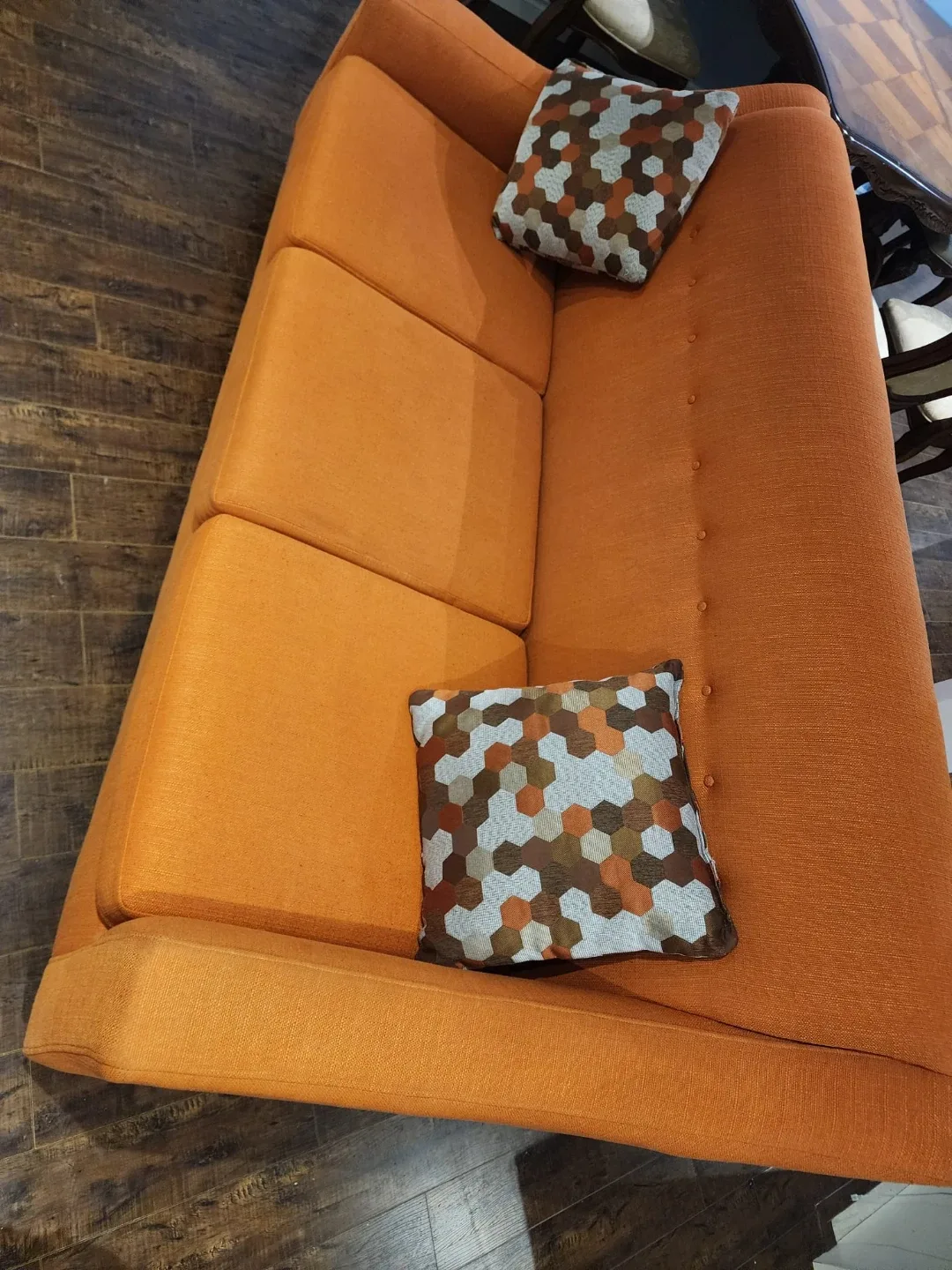 3 -Seater Orange Mid-Century Sofa image indicator(2)