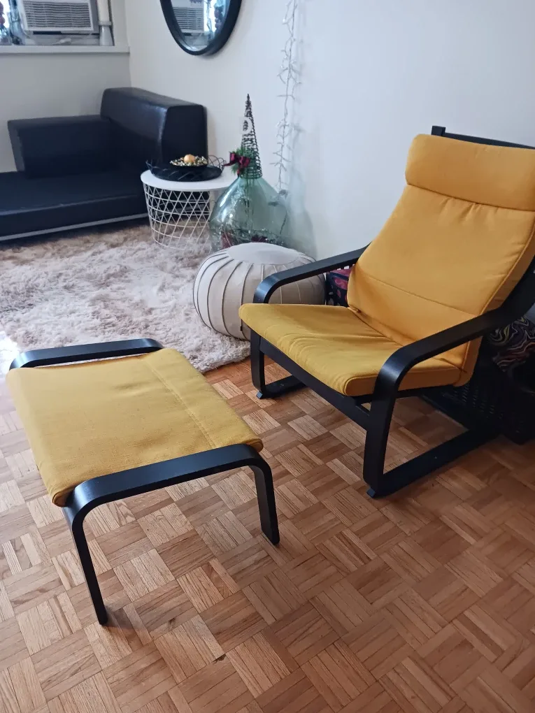 IKEA Poang Chair & Footstool - Yellow