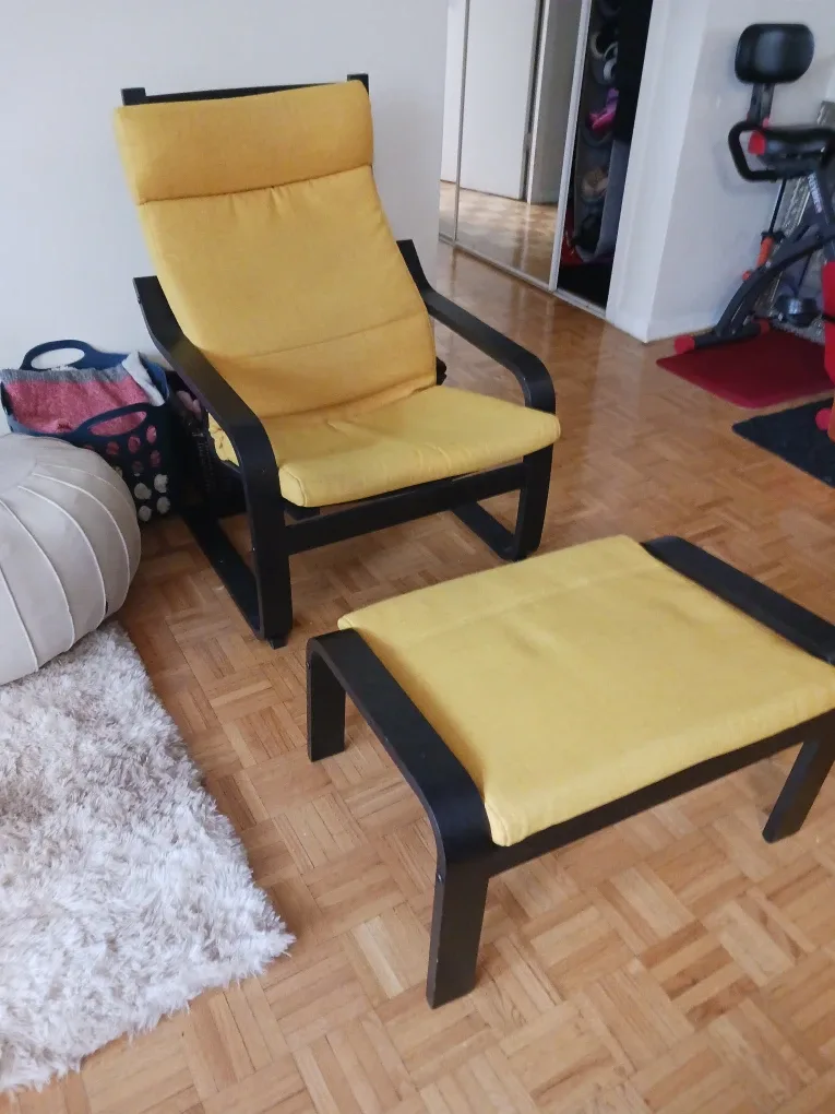 IKEA Poang Chair & Footstool - Yellow image indicator(2)