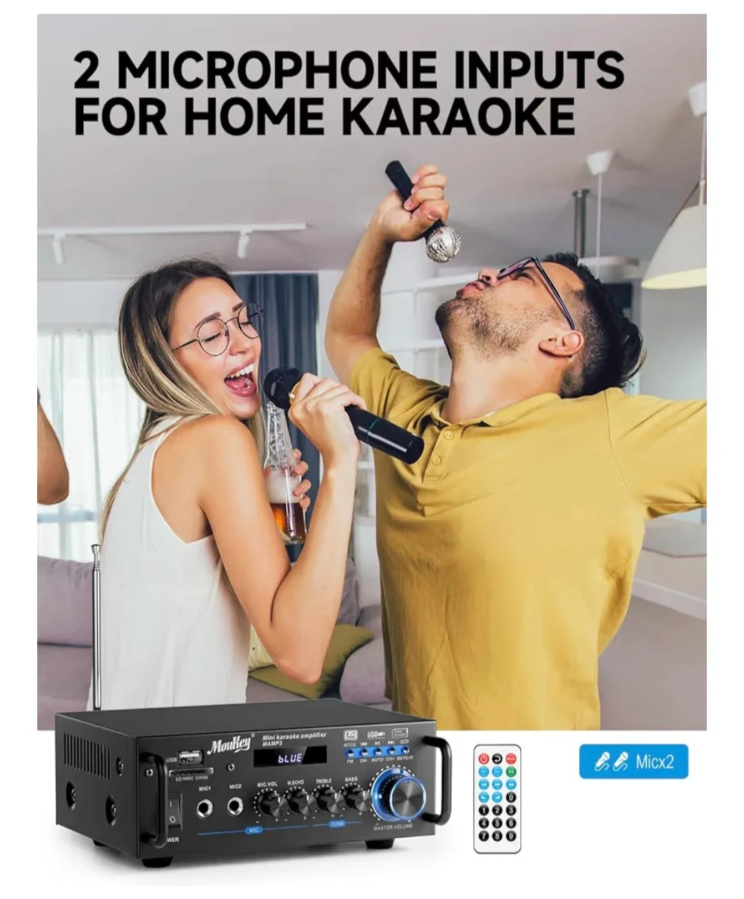 Moukey MAMP3 BLUETOOTH Mini Karaoke 400 Watt Amplifier. image indicator(10)