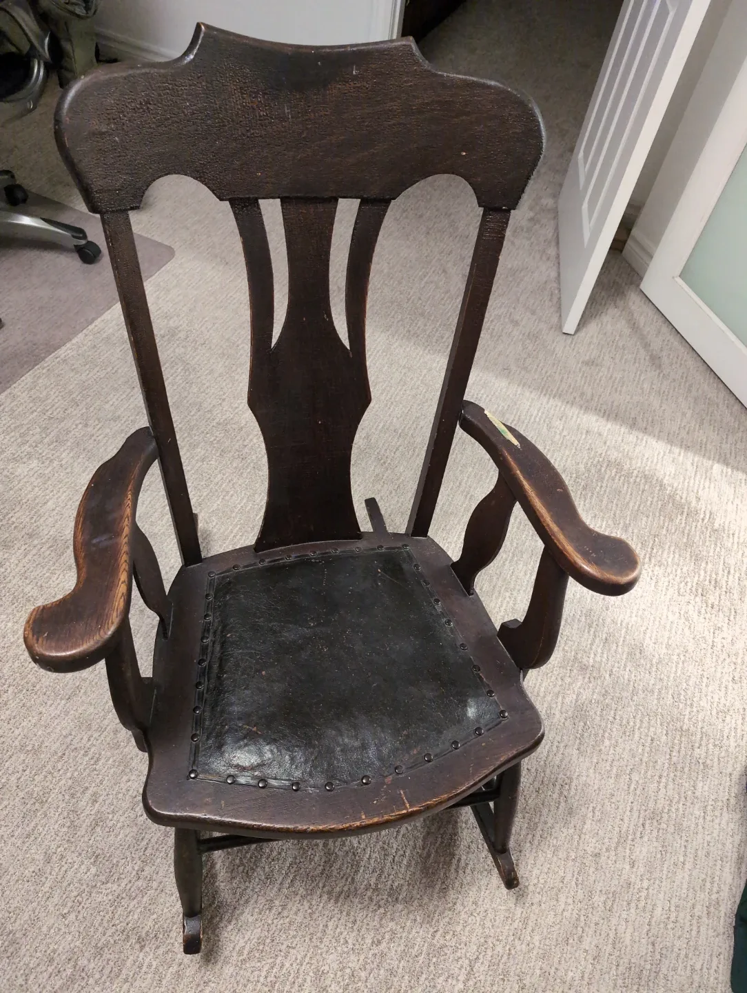 Vintage Dark Wood Rocking Chair image indicator(2)