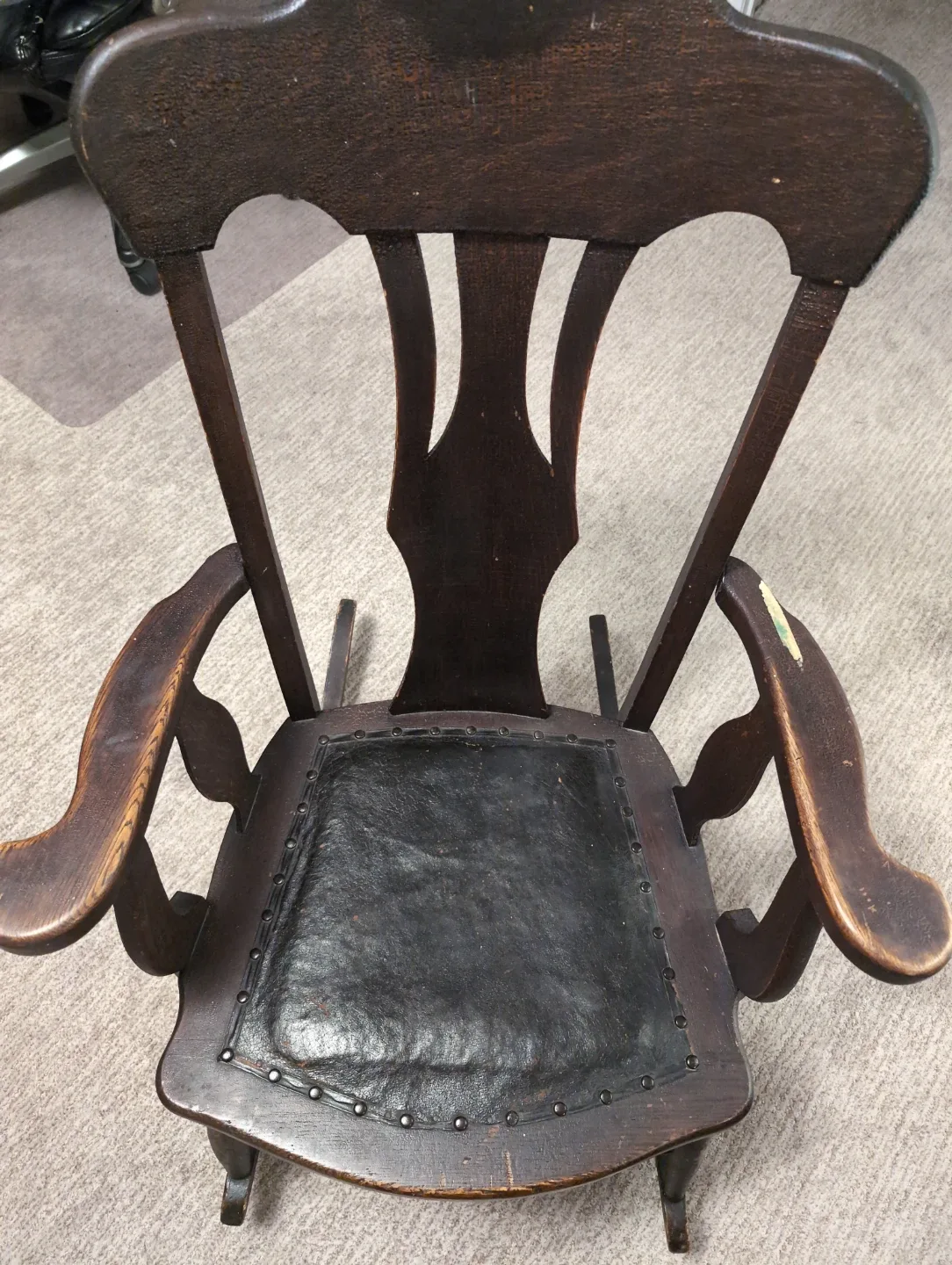 Vintage Dark Wood Rocking Chair image indicator(3)