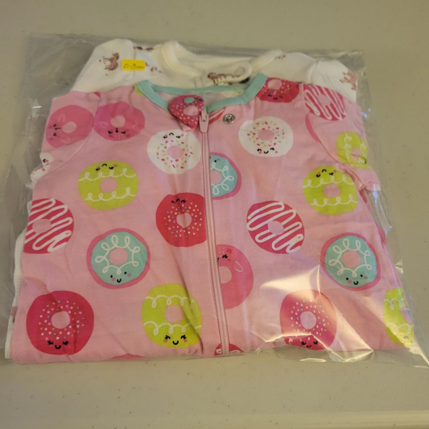 Baby Pajamas (2) - Donut Print & Horse Print 0-3mo - photo 2