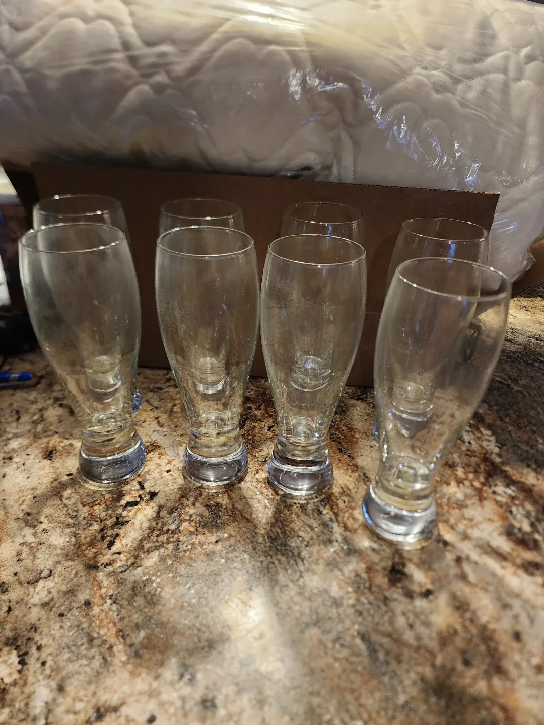 Set of 8 Clear Beer Glasses
