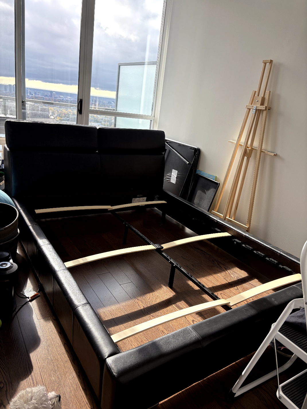 Black Leather Bed Frame - photo 2