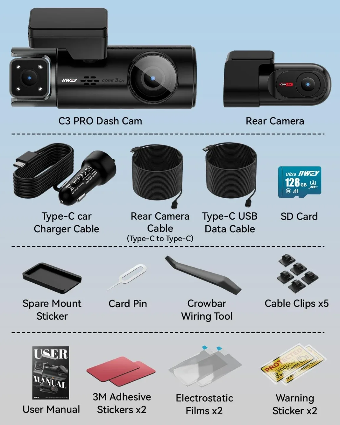 4K Dash Cam  C3 Pro 3-Channel BNIB image indicator(7)
