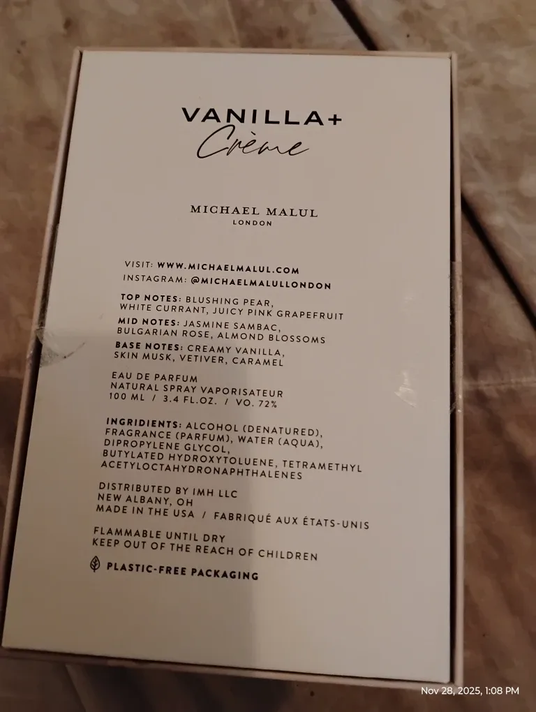 Michael Malul Vanilla+ Crème Eau de Parfum 100ml image indicator(3)