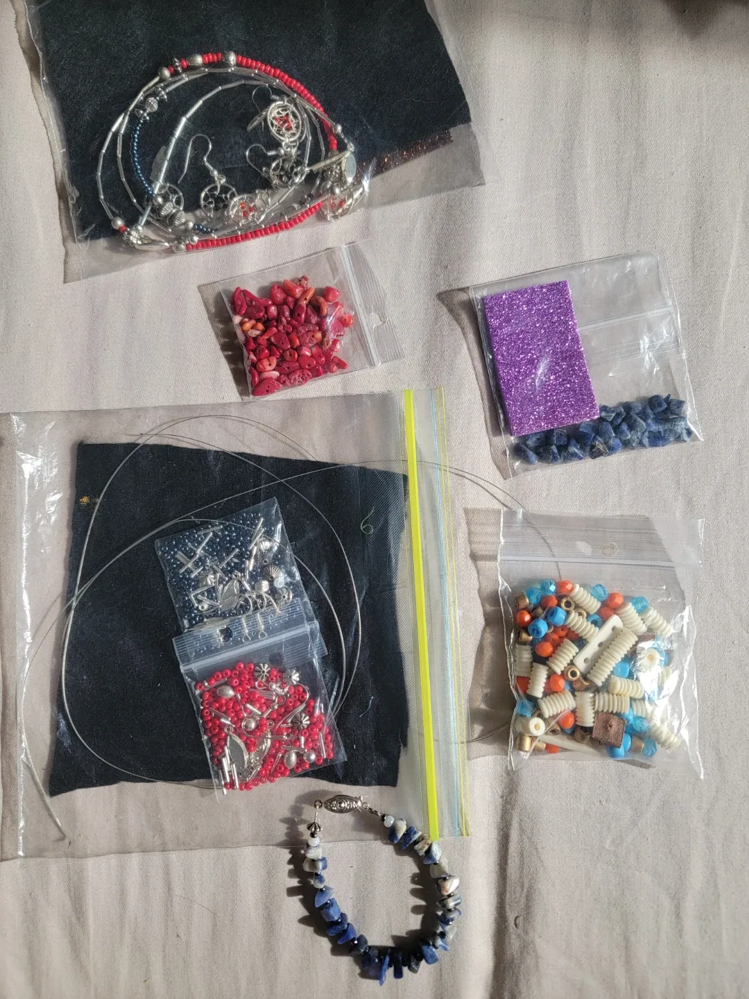 $3 for all - Beading Supplies Lot - Beads, Wire, Felt image indicator(4)