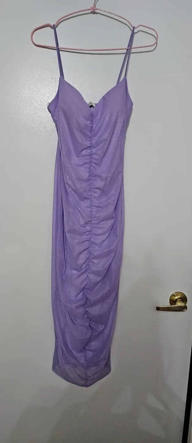Lovely Day Lilac Ruched Dress - Size Small image indicator(4)