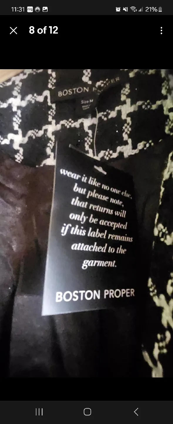 Boston Proper Houndstooth Pearl Embellished Jacket - M image indicator(7)