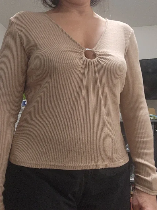 H&M Divided Ribbed Long Sleeve Top - Size Large