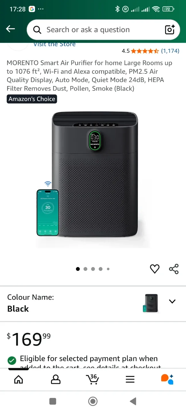 MORENTO Smart Air Purifier - Black image indicator(3)