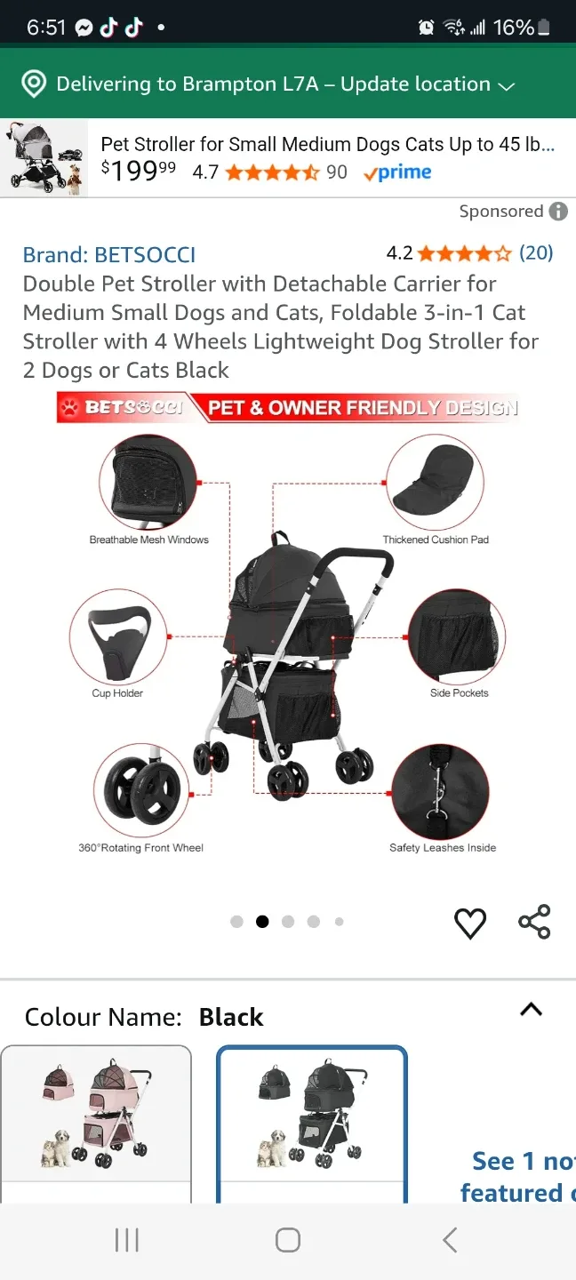 Double Pet Stroller with Detachable Carriers brand new image indicator(2)