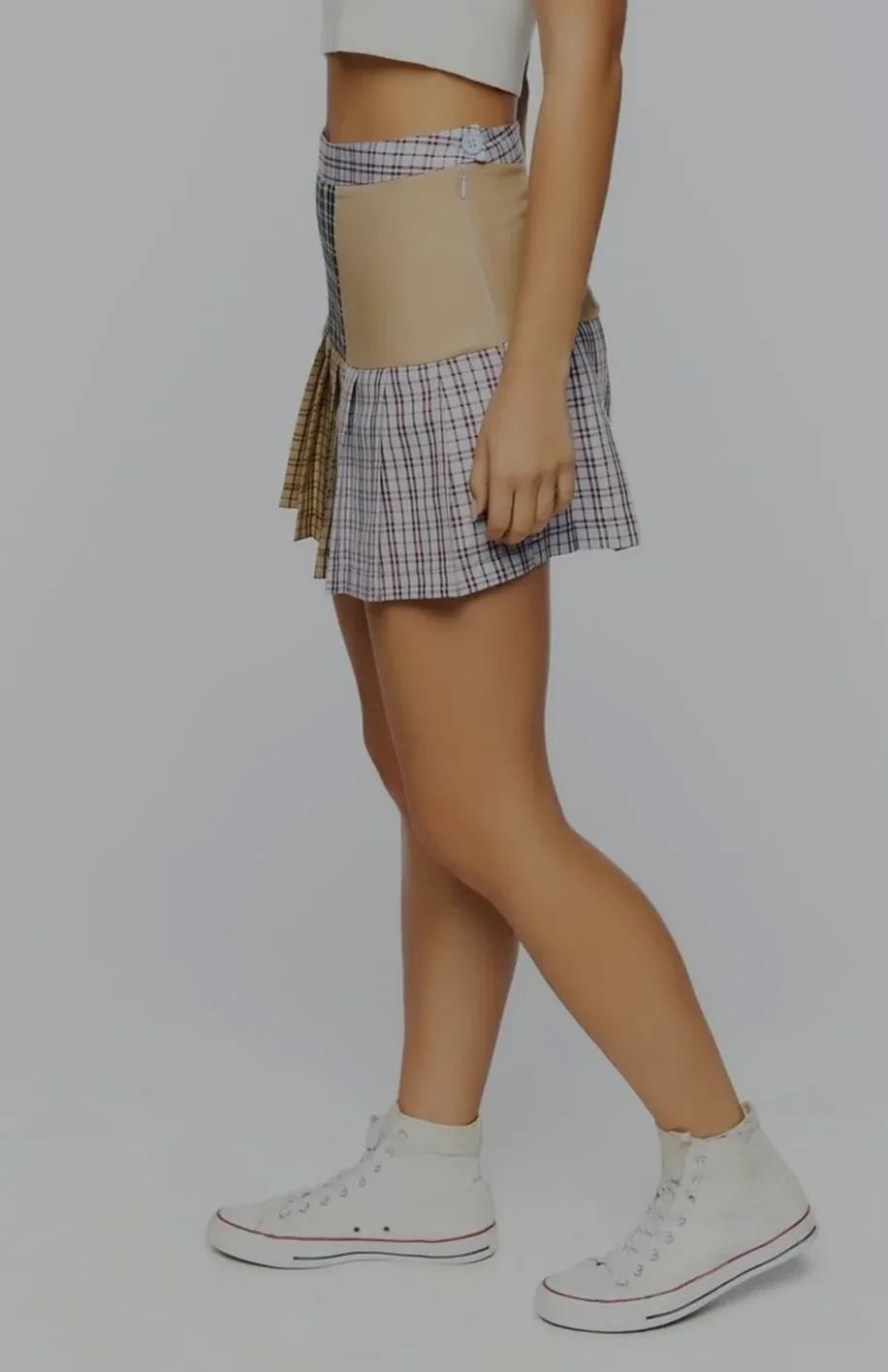 Patchwork Pleated Mini Skirt - small image indicator(3)