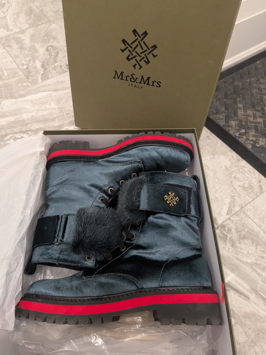 Mr & Mrs Italy Fur Trim Combat Boots