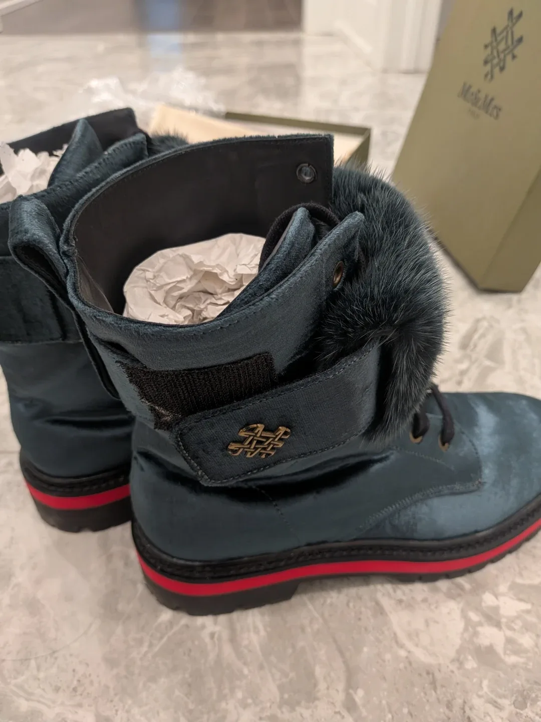 Mr & Mrs Italy Fur Trim Combat Boots image indicator(4)