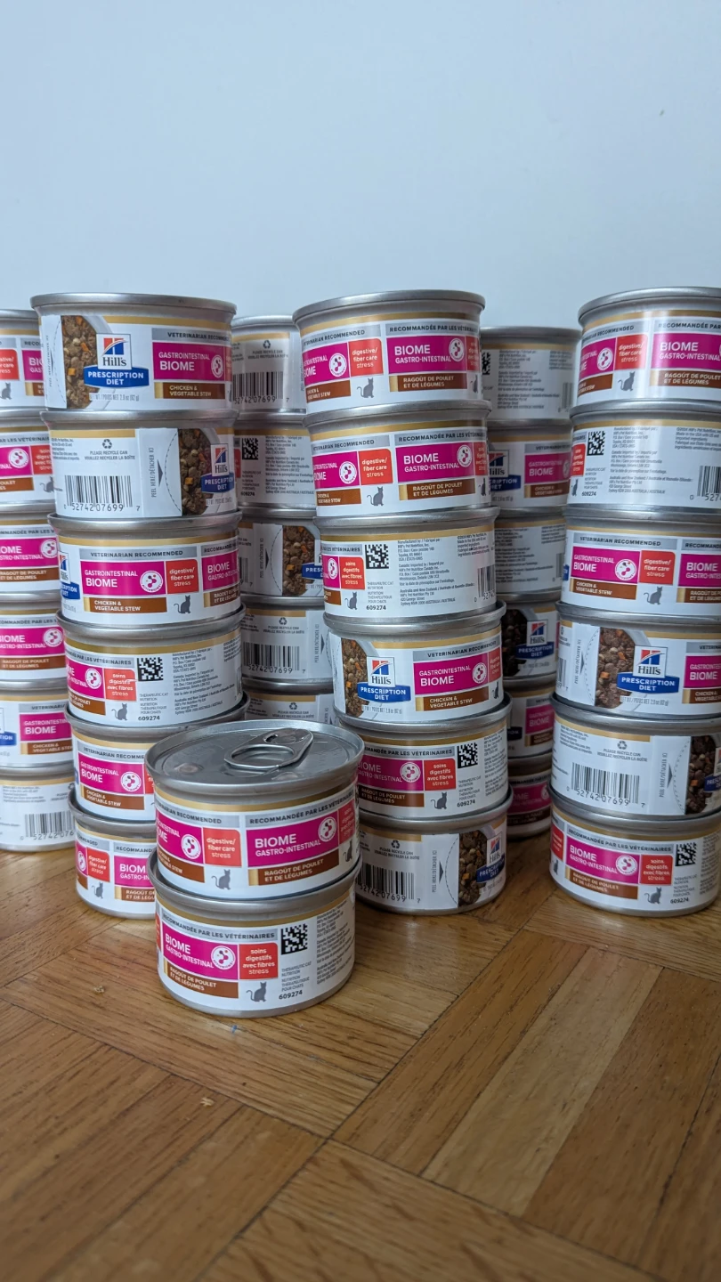 68 cans of Hill's Prescription Diet Gastrointestinal Biome Cat